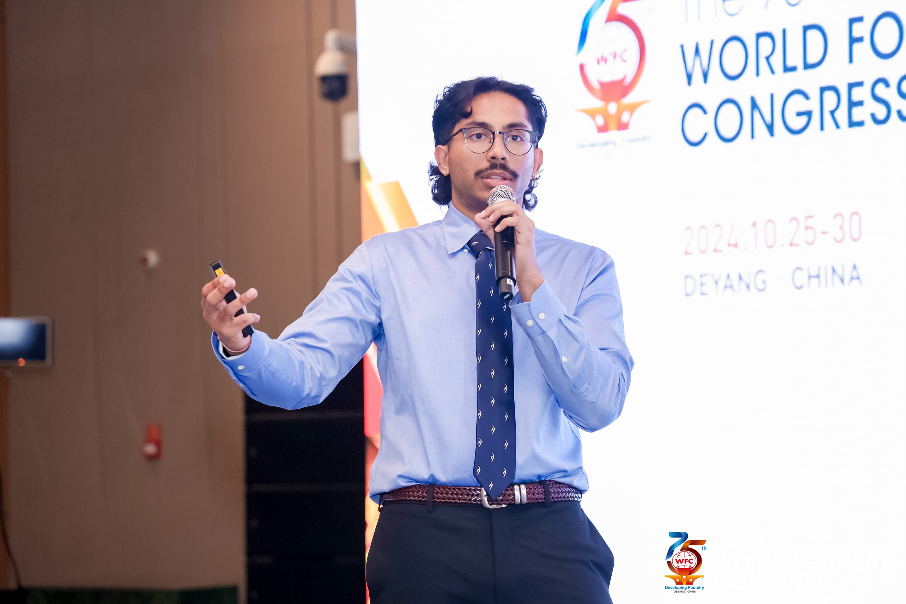 Gala dinner with colorful backdrop